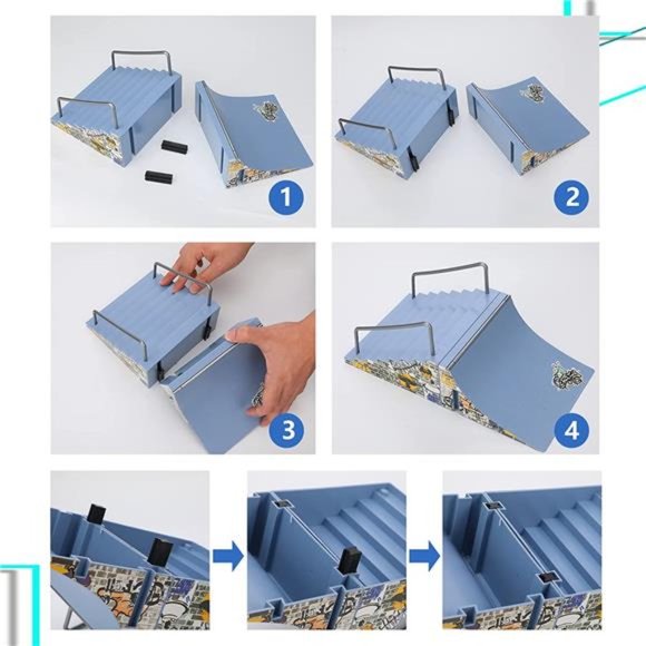 Finger Skateboard Ramp Set, Fingerboard Skate Park Kit with Fingerboard Rai - Picture 4 of 7